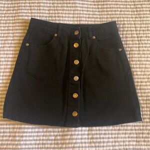 Forever 21 black denim button mini skirt